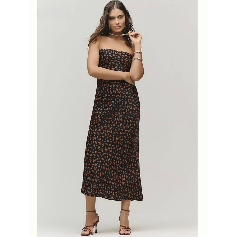 Anthropologie Tilda Midi Dress Tiny Strawberry Print Size XL ret $158 NWT